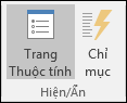 Hiện/Ẩn nhóm trên tab Thiết kế trong Access