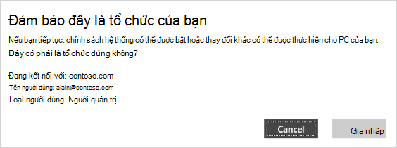 Đảm bảo đây là màn hình xác minh tổ chức của bạn