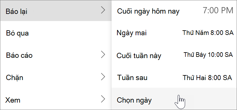 Sử dụng Báo lại trong Outlook for Windows mới