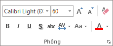 Các tùy chọn trong nhóm Phông