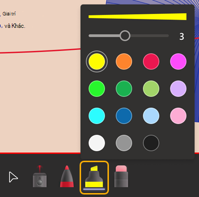 Công cụ bút tô sáng là công cụ thứ tư sau 3 dấu chấm