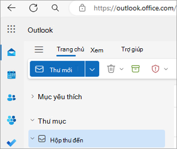 Ảnh chụp màn hình hiển thị Outlook trên trang chủ web