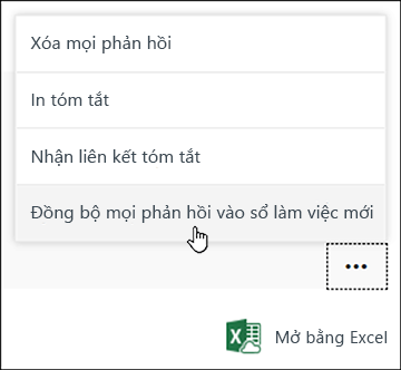 Tùy chọn Đồng bộ mọi phản hồi với sổ làm việc mới trong Microsoft Forms