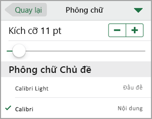 Thay đổi cỡ phông