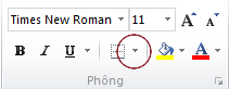 Nút viền trong nhóm Phông chữ