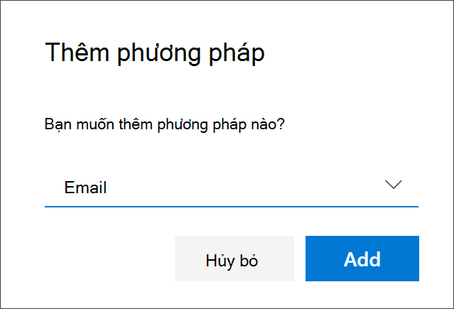 Hộp Thêm phương pháp với email đã chọn