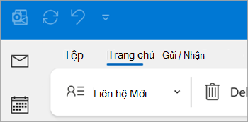 Ảnh chụp màn hình Liên hệ Mới trên ribbon của Outlook cổ điển