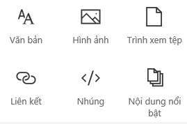 Ảnh chụp màn menu Phần web trong SharePoint.