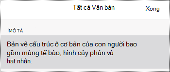 Hộp thoại văn bản thay thế cho hình ảnh trong OneNote for iOS.