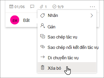 Từ bảng, bấm vào dấu chấm lửng rồi bấm xóa