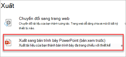 Xuất sang bản trình bày PowerPoint