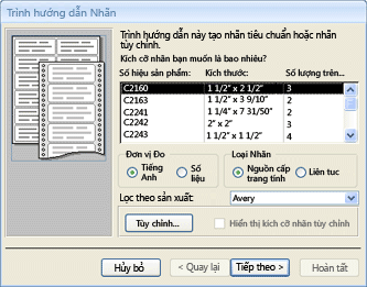 Trang đầu tiên của trình hướng dẫn nhãn