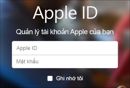 Đăng nhập bằng tên người dùng và mật khẩu iCloud