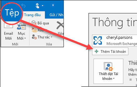 Chọn Tệp, rồi Thêm Tài khoản.