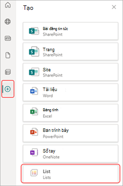 Ảnh chụp màn hình Ứng dụng Danh sách trong SharePoint.