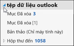 Để mở tệp dữ liệu outlook, hãy chọn mũi tên bên cạnh tệp đó.