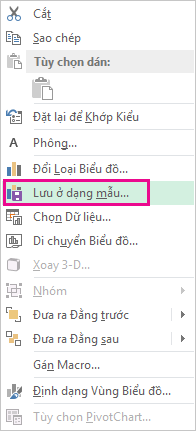 Lệnh Lưu dưới dạng Mẫu trên menu lối tắt