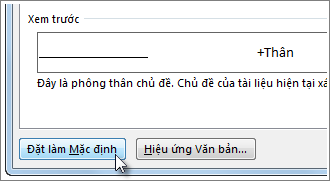 Nút Đặt Làm Mặc định trong hộp thoại Phông