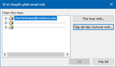 Hộp thoại vị trí chuyển phát email Outlook