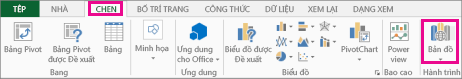 Nút Bản đồ trên tab Chèn