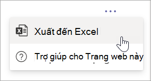 Chọn Xuất để thay Excel từ danh sách thả xuống Tùy chọn khác trong báo cáo