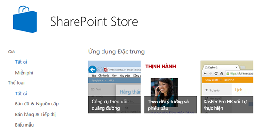 Xem phần chọn SharePoint Store của Store