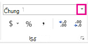 Hộp Định dạng Số trên tab Trang đầu