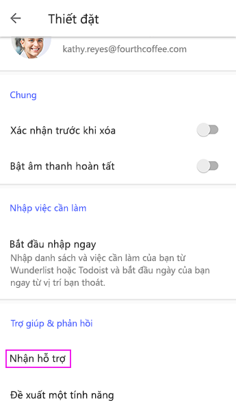 Nhấn vào Nhận Hỗ trợ