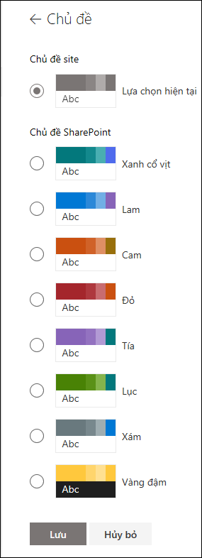 Thay đổi chủ đề cho site SharePoint của bạn