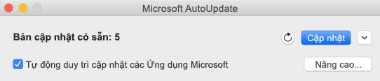 Cửa sổ Microsoft AutoUpdate khi có các bản cập nhật.