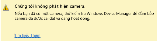 Ảnh chụp màn hình không phát hiện thấy camera