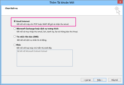 Chọn email Internet
