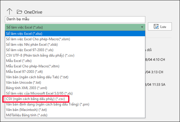 Lưu tệp Excel của bạn dưới dạng một tệp CSV.
