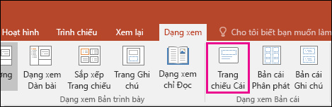 hiển thị nút bản cái trang chiếu trên dải băng trong PowerPoint