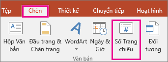 hiển thị nút số trang chiếu trên ribbon trong powerpoint