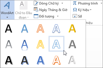 Chọn tùy chọn WordArt