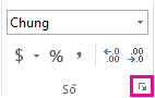 Nút hộp thoại trong nhóm Số trên tab Trang đầu