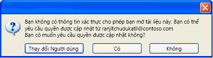 Hộp thoại cho thấy một tài liệu có quyền hạn chế đã được chuyển tiếp đến một người trái phép