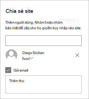 Thêm một người vào ngăn Chia sẻ site