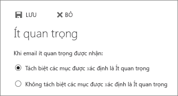 Tùy chọn Ít quan trọng