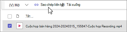 Sao chép liên kết đã chọn để chia sẻ bản ghi
