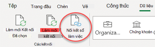 Lệnh Nối kết Sổ làm việc trên ribbon