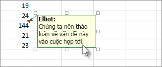 Hãy bấm vào cạnh của hộp chú thích để di chuyển hay định lại kích cỡ của nó