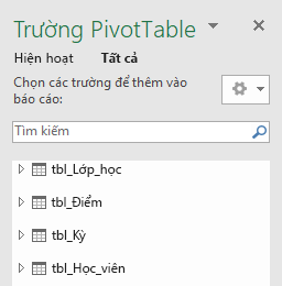 Danh sách Trường PivotTable trong Power PivotTable