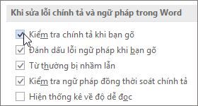 Hộp kiểm Kiểm tra Chính tả Khi Nhập