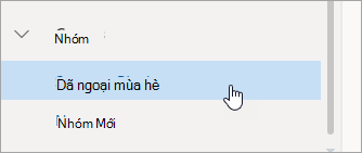 Ảnh chụp màn hình của một nhóm trong ngăn bên trái