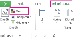 Nút Màu trong nhóm Giao diện trên tab Bố trí Trang