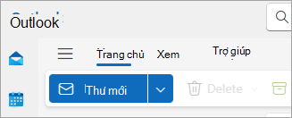 Ảnh chụp màn hình dải băng Outlook mới