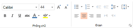 Các tùy chọn phông chữ, đoạn văn và căn chỉnh trong PowerPoint Online