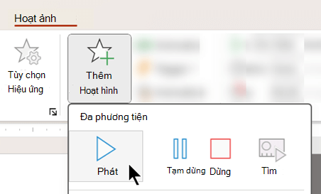 Bạn có thể bắt đầu phát âm thanh sau một khoảng thời gian trễ bằng cách sử dụng các tùy chọn hoạt hình.